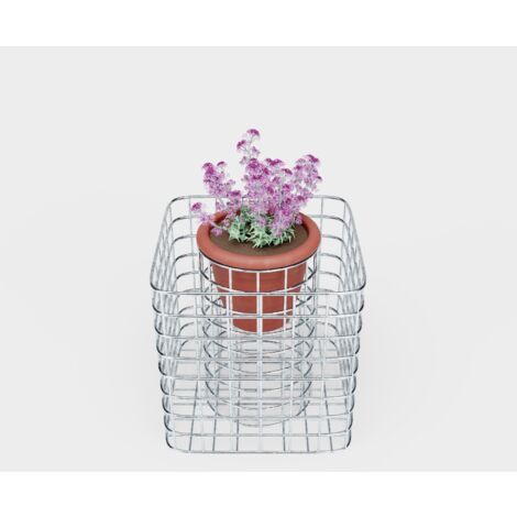 Gabiondeco - Colonne de fleurs. hauteur de 42cm. superficie de 42x42 cm. maille de 5x5 cm. galvanisé à chaud . pot inclus - Made in Germany