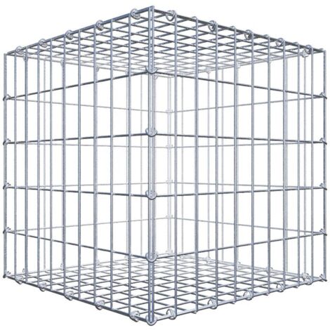 Gabiondeco - Gabion 50 cm x 50 cm x 50 cm (L x H x P). mailles 5 x 10 cm. Fermeture par anneaux en c  - Made in Germany