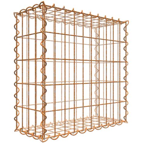 Gabiondeco - Gabion aspect rouille 50 cm x 50 cm x 20 cm (L x H x P). taille des mailles 5 x 10 cm. formation de rouille naturelle en cours - Made in Germany