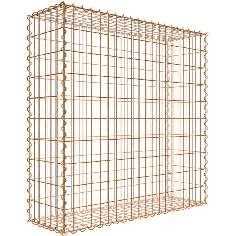 Gabiondeco - Gabion aspect rouille 100 cm x 100 cm x 30 cm (L x H x P). taille des mailles 5 x 10 cm. formation de rouille naturelle en cours - Made