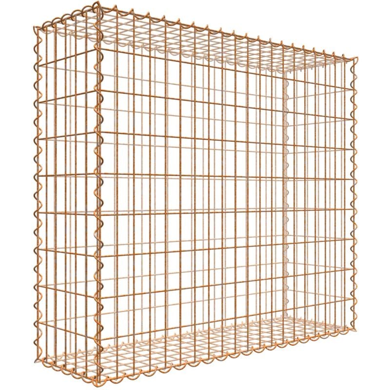 Gabiondeco - Gabion aspect rouille 100 cm x 90 cm x 30 cm (l x h x p). taille des mailles 5 x 10 cm. formation de rouille naturelle en cours - Made