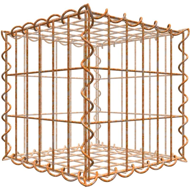 Gabiona - Gabiondeco - Gabion aspect rouille 30 cm x 30 cm x 30 cm (l x h x p). taille des mailles 5 x 10 cm. formation de rouille naturelle en cours