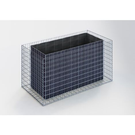 Gabiondeco - Jardinière en Gabion. 200 cm x 100 cm x 100 cm (L x H x P). taille des mailles 5 x 10 cm. Épaisseur des parois 15 cm - Made in Ge...