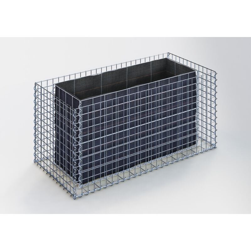 Gabiona - Gabiondeco - Jardinière Gabion. 130 cm x 60 cm x 60 cm (l x h x p). taille des mailles 5 x 5 cm. Épaisseur des parois 10 cm - Made in