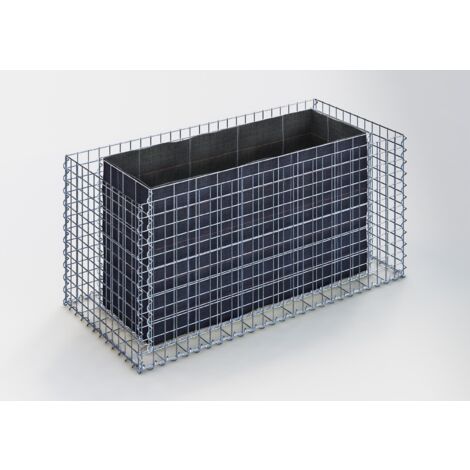 Gabiondeco - Jardinière Gabion. 130 cm x 60 cm x 60 cm (L x H x P). taille des mailles 5 x 5 cm. Épaisseur des parois 10 cm - Made in Germany