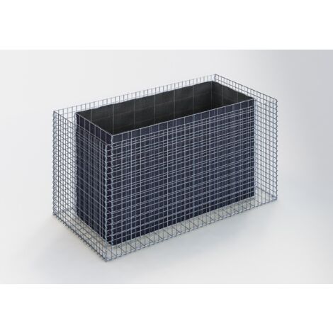 Gabiondeco - Jardinière Gabion. 200 cm x 100 cm x 100 cm (L x H x P). taille des mailles 5 x 5 cm. Épaisseur des parois 15 cm - Made in Ger...