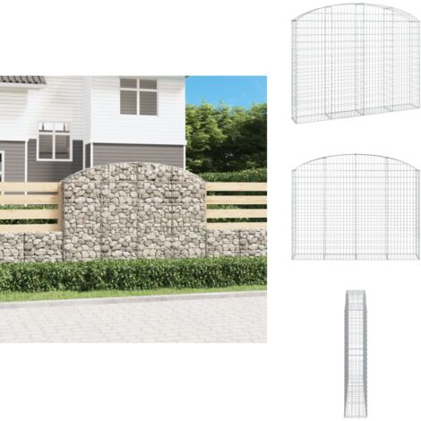 Gabione mit Hochbogen 200x30x140/160 cm Verzinktes Eisen - Gabionenkorb - Gabionenwand - Gartendekoration - Gartenzubehör - Zaun