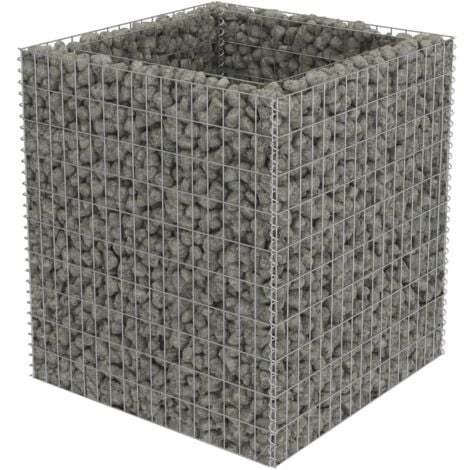 Gabionen-Hochbeet Verzinkter Stahl 90×90×100 cm vidaXL
