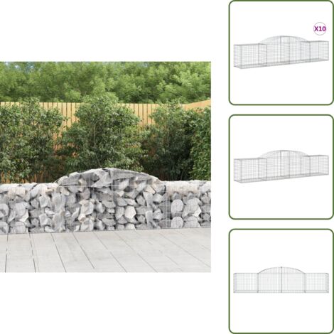 Gabionen mit Hochbogen 10 Stk. 300x50x60/80 cm Verzinktes Eisen - Gabionenkorb - Gabionenkörbe - Gabione - Gabionenwand