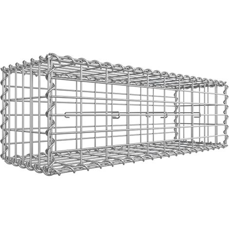 Gabionenkorb, 100 x 30 x 30 cm, Metall-Steinkorb mit 5 x 10 cm Maschenweite für Mauersteine, verzinkt, Steingabione Mauer, silber GGB133 - Silbern