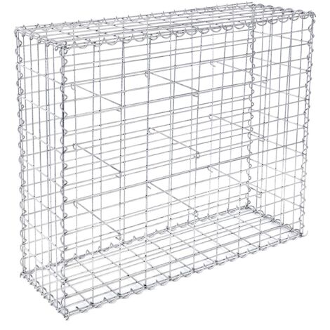 Gabionenkorb,100 x 80 x 30 cm, Metall-Steinkorb mit 5 x 10 cm Maschenweite für Mauersteine, verzinkt, Steingabione Mauer, silber GGB183 - Silbern