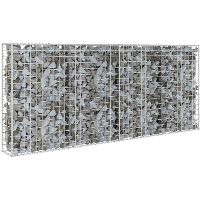 Gabionenwand mit Abdeckung Verzinkter Stahl 200×20×85 cm