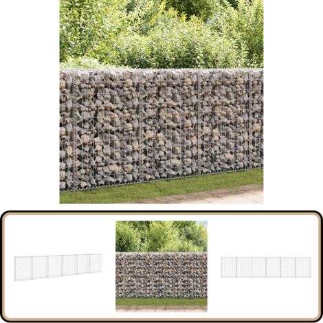 Gabionenwand mit Abdeckung Verzinkter Stahl 300x30x100 cm - Gabionenwand - Stahltürzaun - Gartenzubehör - Terrassenbegrenzung - Langlebige Konstruktion
