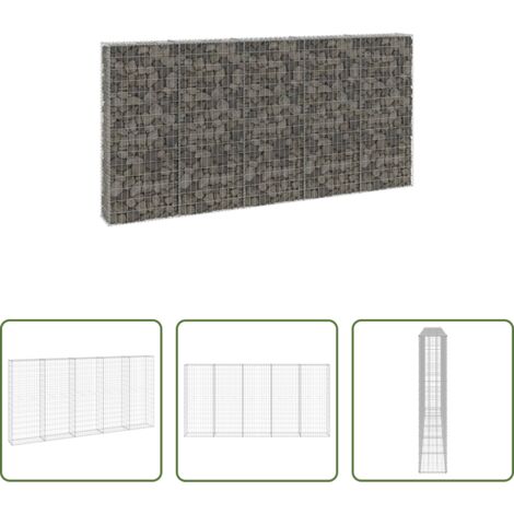 Gabions -  Mur en gabion avec couvercles Acier galvanisé 300x30x150 cm