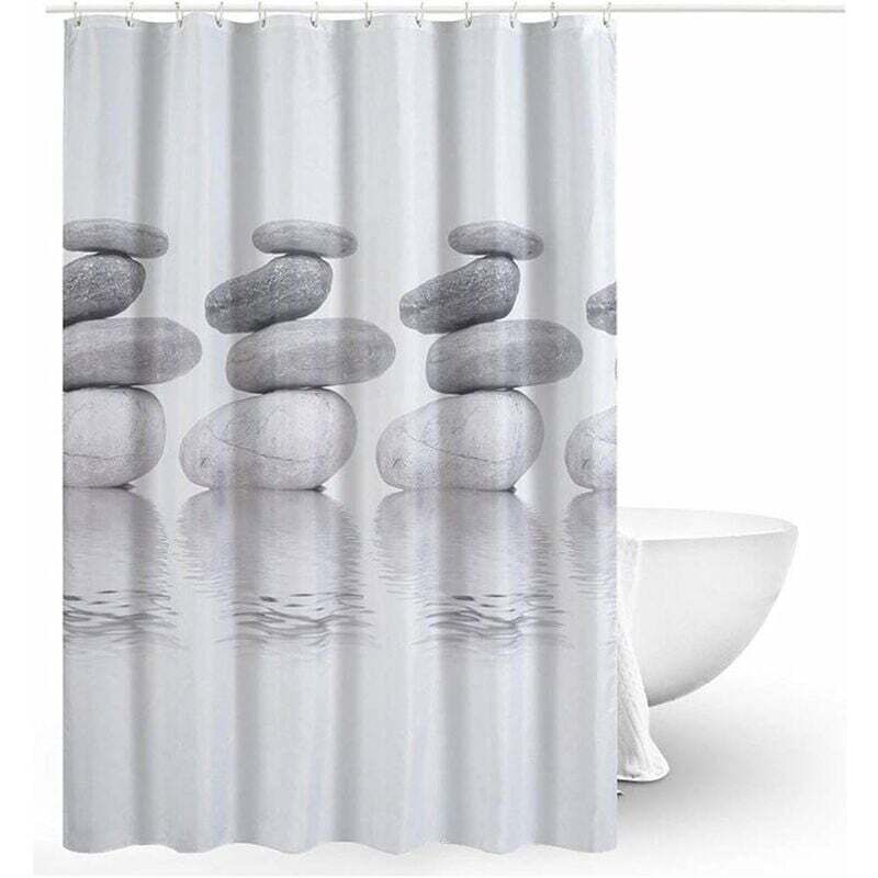 1 pièce Rideaux de Douche, Rideau de Douche Tissu, Rideau de Douche Anti-moisissure, Pierres, 100% Polyester, Lavable en Machine(180 x 180cm)