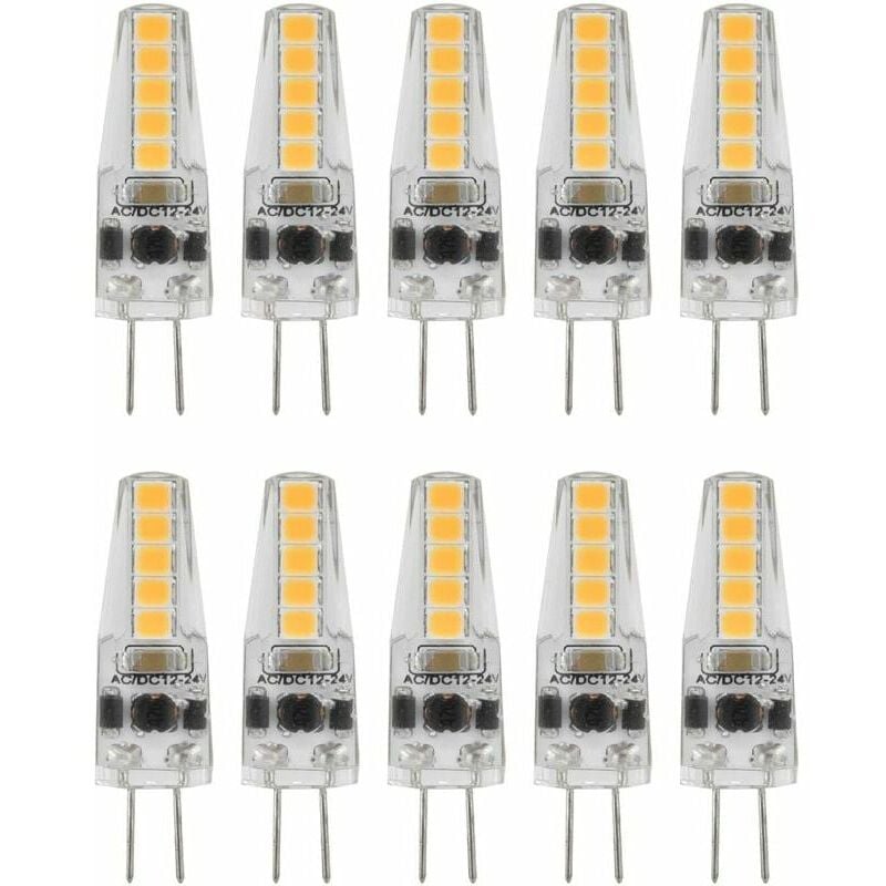 Gabrielle - 10 Pack G4 led Bulbs 2W 3000K ac 12-24V Dimmable for Chandelier Ceiling Light Table Lamp Warm White