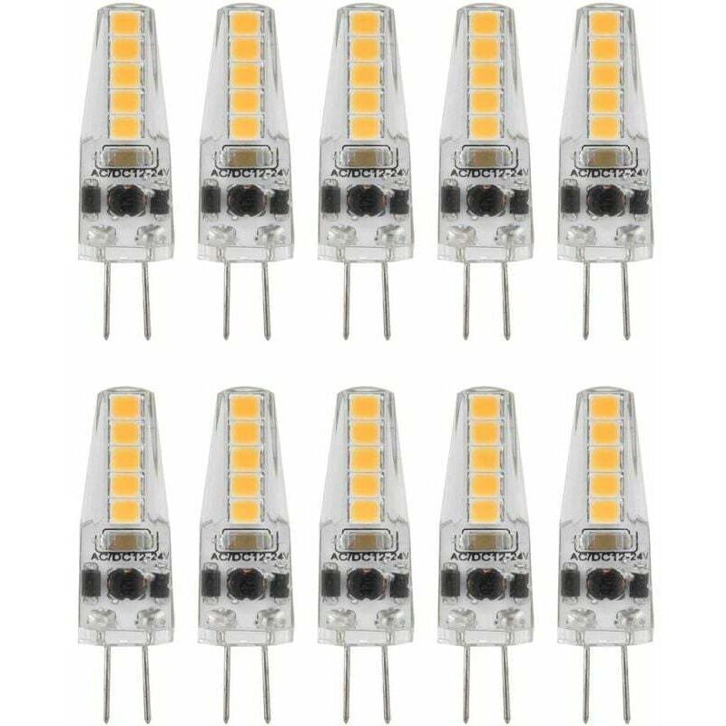 10pcs Ampoules led G4, 2W 3000K ac 12-24V Ampoules à Intensité Variable pour Lustre Plafonnier Lampe de Table Blanc Chaud - Gabrielle