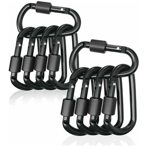 GABRIELLE 10pcs Black D Shaped Carabiners, Aluminum Carabiner for Hiking, Cycling, Rope, Fishing, Camping, Tents and Keychains, Black.Gu.B/good