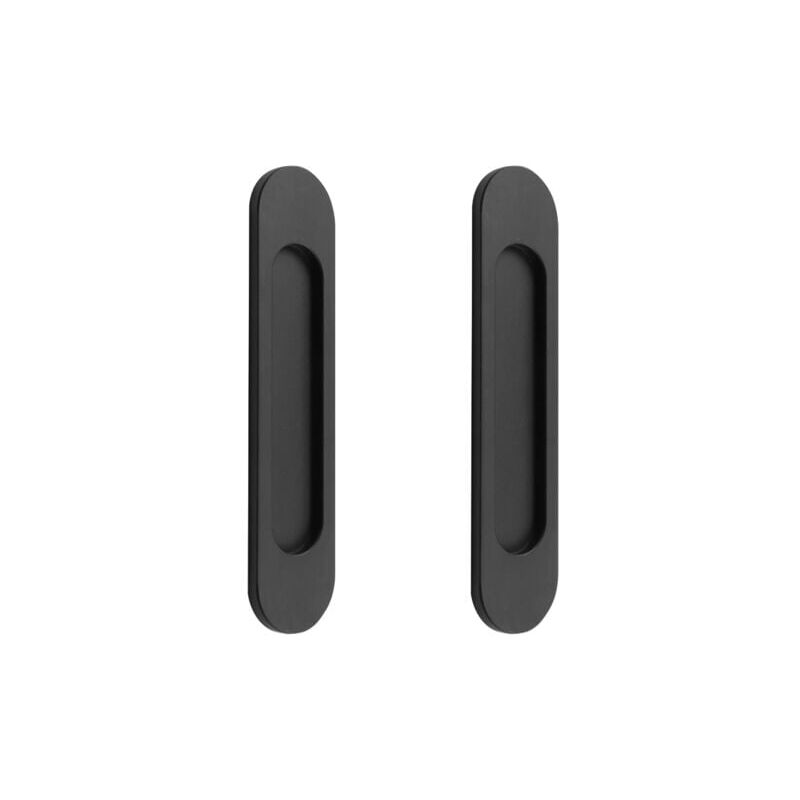 2 Oval Self-Adhesive Sliding Door Handles Matte Black Aluminum Alloy Punch-Free for Sliding Doors Closet Windows Length 148cm - Gabrielle