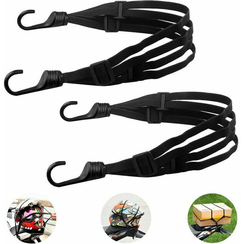 Gabrielle - 2 Pack Luggage Strap with Double Hooks for Bicycle Motorcycle Elastic Luggage Carrier with Adjustable Tensioner Flat Tensioner with Hook