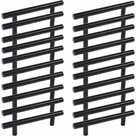 GABRIELLE 20 Stück schwarze Möbelgriffe, schwarze Küchenmöbelgriffe, T-Schrank- und Schubladengriffe, schwarzer Mittenabstand 160 mm