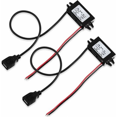 GABRIELLE 2PCS Car Power Converter DC 12V to 5V/3A, Buck Line Step Down Adapter Converter Module with USB Socket Output for Phone Charging, Car Radio Audio
