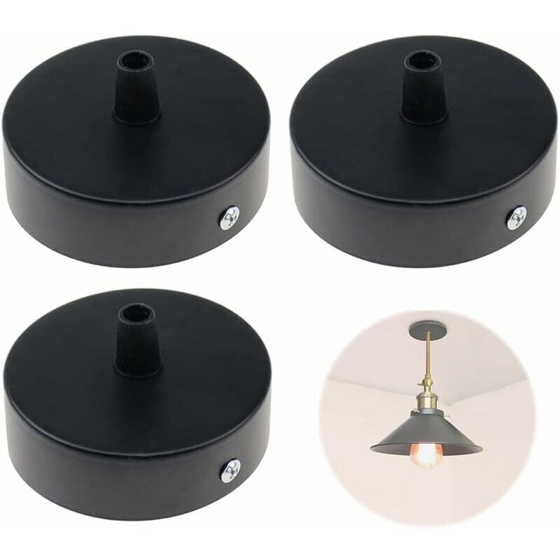 Gabrielle - 3-piece ceiling canopy, 8 cm wire cover for chandeliers, magnetic profile with integrated cable clamp, matt black, suitable for all lamps