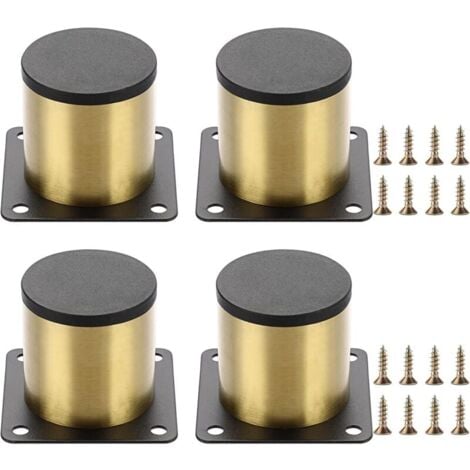 GABRIELLE 4 Pack 5cm Furniture Legs, Stainless Steel Furniture Legs for Chairs, Table, Cabinet, Desk, Sofa, Furniture, with Screws, Easy Assembly, Round (Gold)