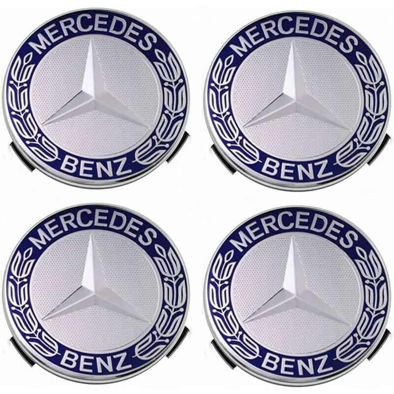 Gabrielle - 4 pieces hubcaps compatible with Mercedes Benz 75 mm – Blue