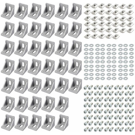 GABRIELLE 40x Befestigungsmaterial Vierkant-Aluminiumprofil 3030 Nut 8 Vierkant-Eckverbinder