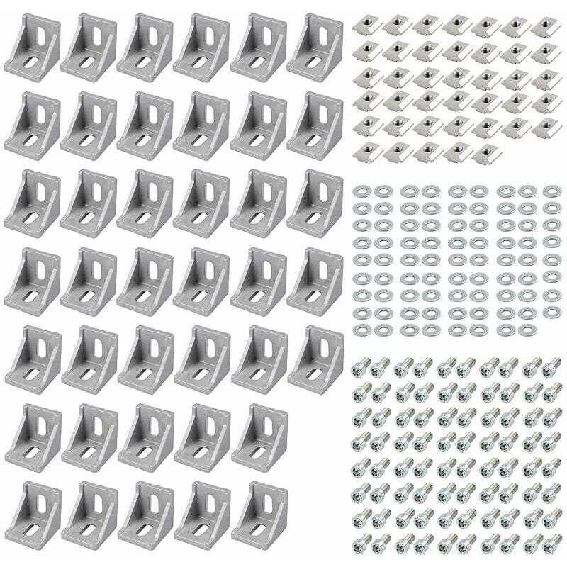 40x matériel de fixation équerre profilé alu 3030 rainure 8 raccords d'angle équerre - Gabrielle