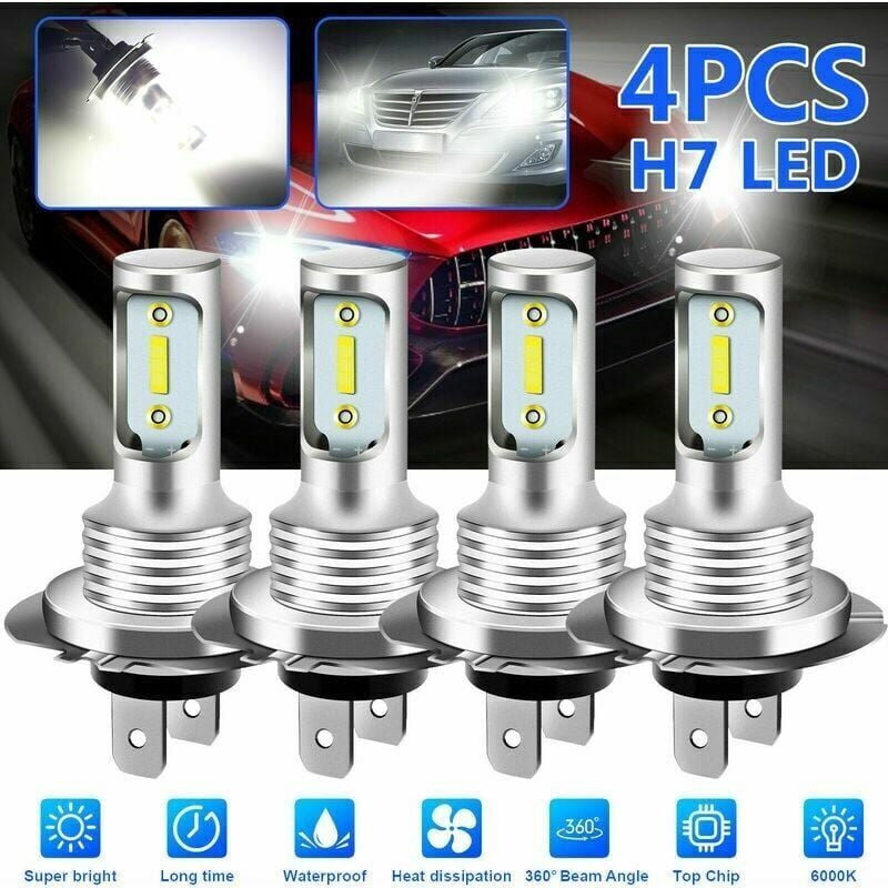 Gabrielle - 4pcs 1860 H7 80W High Power led Fog Light Bulb Car Headlight Lamp 6000K White Light