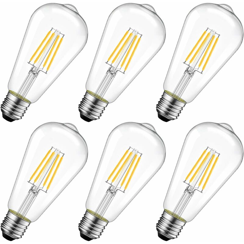 GABRIELLE 4W Edison Ampoule Filament LED E27 ST64 (=Ampoules Incandescences Décorative 40W), 480Lm Blanc Chaud 3000K, Lampe Vintage Ampoule Rétro,