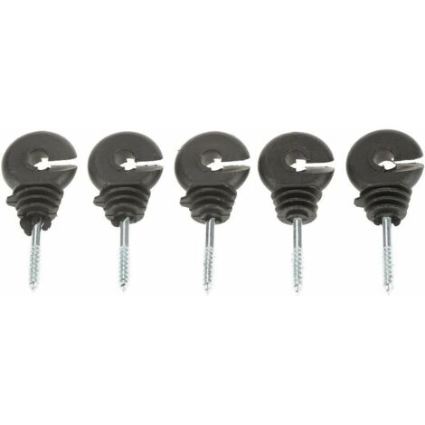 GABRIELLE 50 pezzi Isolatori ad anello avvitabili Isolatori ad anello avvitabili Accessori per recinzioni elettriche per picchetti in legno, nero