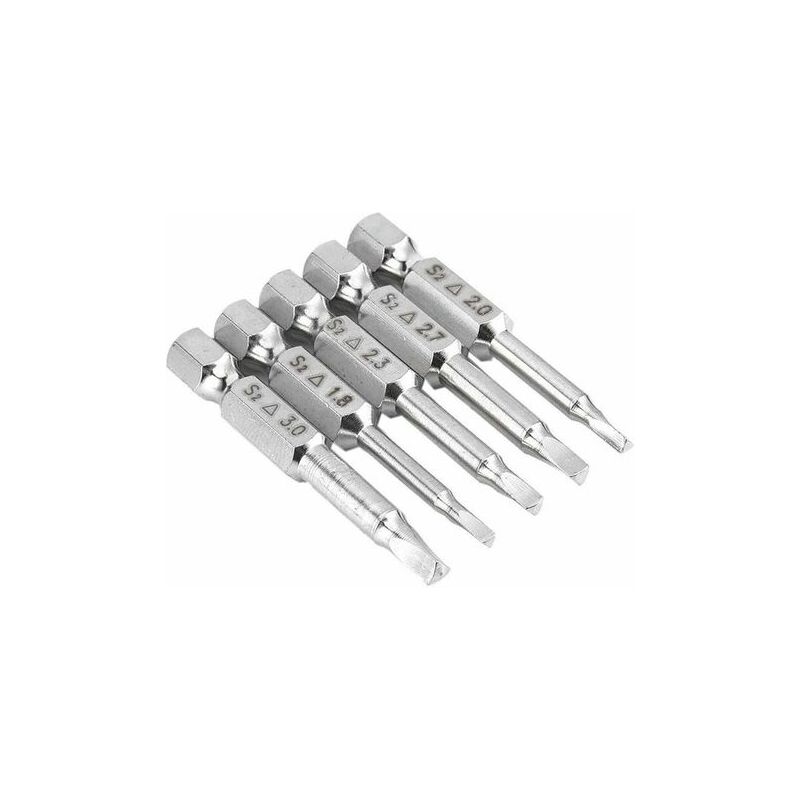 Gabrielle - 5PCS Embouts de Tournevis Magnétique à Tête Triangulaire Set S2 Acier 1,8mm, 2mm, 2,3mm, 2,7mm, 3mm, Tige 6.35mm Hexagonale, Longueur de