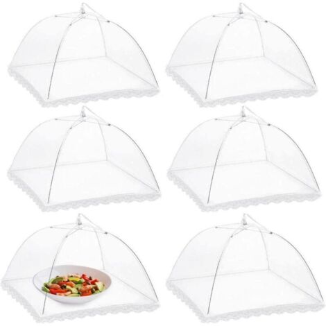 GABRIELLE 6pcs Cloche Alimentaire Pliable Anti-mouche Couvercle de Nourriture en Maille Pliant Tente Parapluie Anti-insectes Anti-moustiques Protection pour Barbecue Pique-nique Aliments