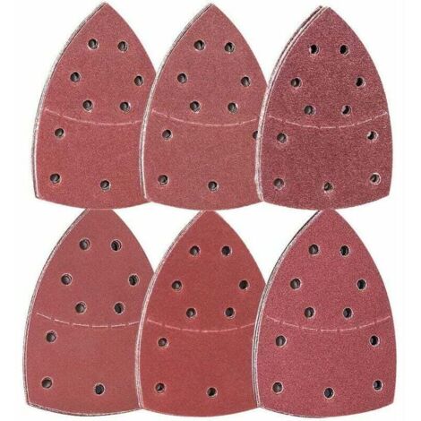 GABRIELLE 72 pièces Feuilles Abrasives Papier Poncage Triangulaire Delta, 105 x152 mm, (12 x grain 40/60/80/120/180/240 chacun), Pour Ponceuse Multifonction，