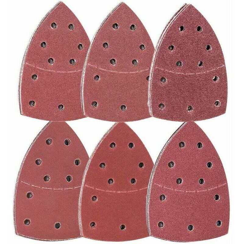72 pièces Feuilles Abrasives Papier Poncage Triangulaire Delta, 105 x152 mm, (12 x grain 40/60/80/120/180/240 chacun), Pour Ponceuse Multifonction,