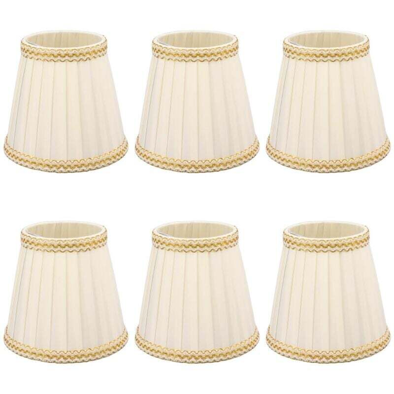 Abat-jour, 6 Pièces Petit Abat-jour Clip sur Tambour Abat-jour Tissu pour Lustre Bougie Ampoules Accessoires D'éclairage E14, Pinces - Gabrielle