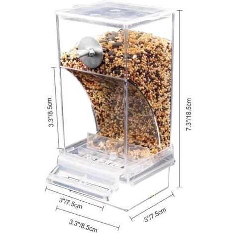 GABRIELLE Automatischer Vogelfutterspender – transparenter Vogelfutterspender/Comodor aus Acryl für drinnen und draußen, Samen für Vögel, Sittiche, Nymphensittiche, Vogelzubehör
