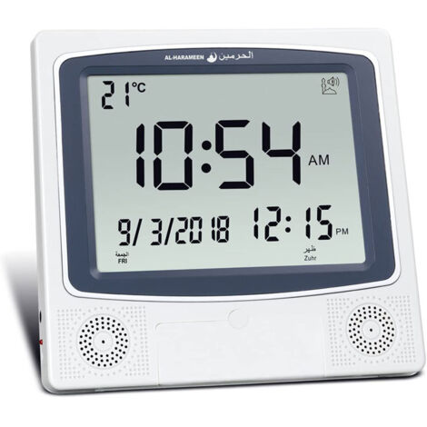 GABRIELLE Azan HA-4010 Orologio da tavolo per la preghiera, sveglia digitale musulmana, grigio