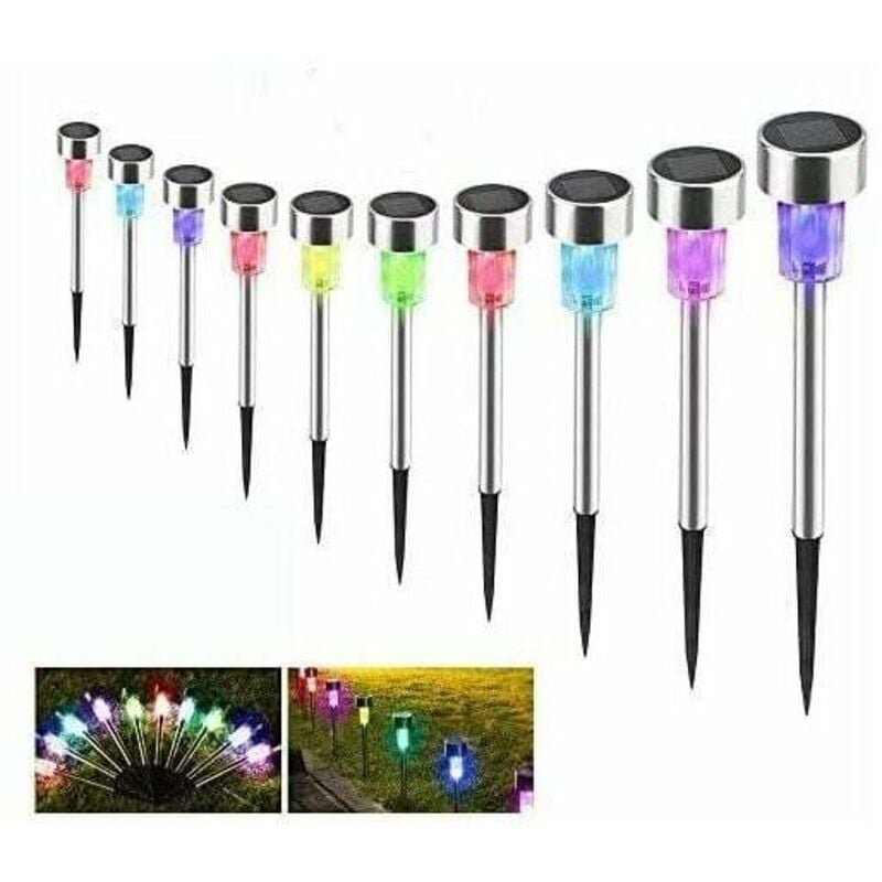 Gabrielle - Balise solaire Lampe Solaire Exterieure Jardin au Sol, 10pcs Lampe Jardin Sans Fil led Décoration Eclairage Solaire Extérieur Pour