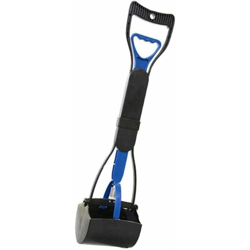 Gabrielle - Bleu - Pelle à chien, manche solide de 60 cm de long, pince dentelée pour nettoyer les crottes des chiens et des chats à l'extérieur/à