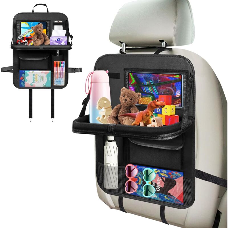 Gabrielle - Boîte de rangement de siège avec plateau, sac de rangement pour dossier de siège de voiture pour enfants, sac de rangement suspendu pour