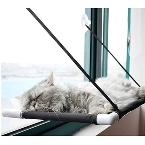 GABRIELLE Cat Hammock, Hanging Cat Hammock, Window Hammock for Cat, Basket, Bed, Cushion, Washable Cat Sofa, Black, 60 x 31 cm