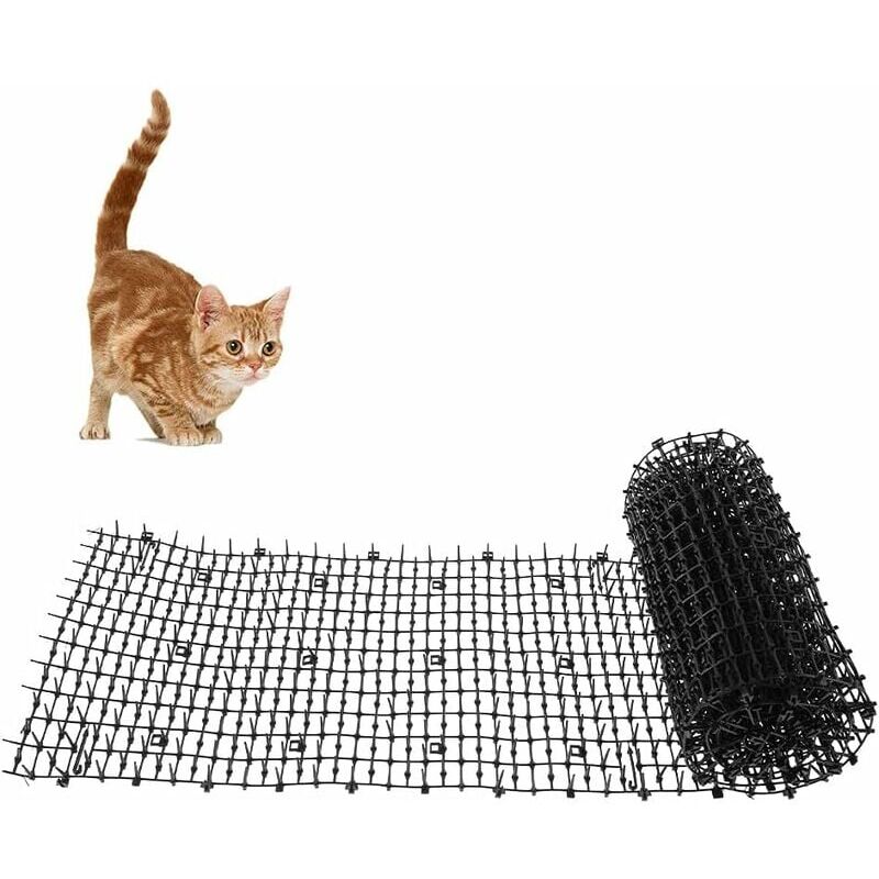 Chat Scat Mat avec pointes 2 m x 0,3 m, bande plate de piquants, tapis anti-chat avec pointes répulsives en plastique sans cruauté, chat chien animal