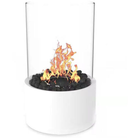 Gabrielle – Cheminée de table bioéthanol – Design moderne 360° – Fonctionnement sans électricité – Pour intérieur et extérieur – Flamme véritable