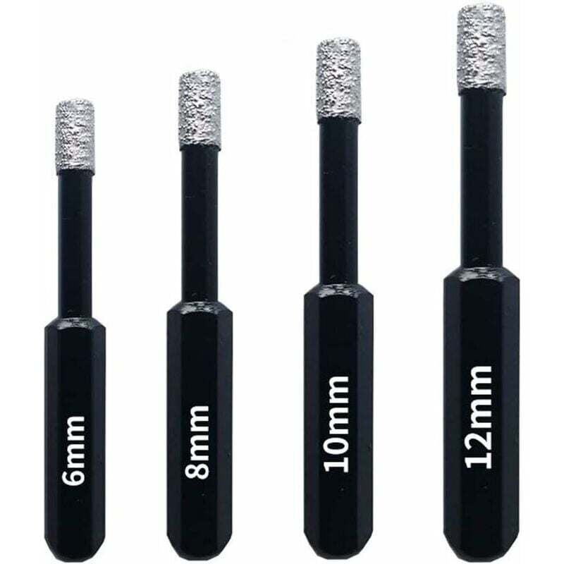 Gabrielle - Coffret 4 Forets Diamant Pour Carrelage, Céramique, Grès Cérame, Tuiles, Verre, Pierre. Professionnelles Mèches Diamantées Scies-Cloches