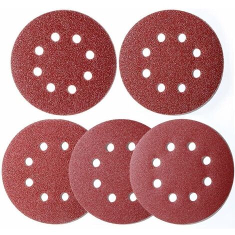 GABRIELLE Confezione da 100 fogli abrasivi per levigatrice orbitale casuale da 125 mm, disco rotondo da 125 mm a 8 fori per levigatrici orbitali casuali, grana 20 x 40/60/80/120/180