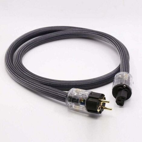 GABRIELLE Cuivre pur avec câble d'alimentation HiFi blindé Cordon d'alimentation audio professionnel Câble d'alimentation secteur (plaqué or en norme européenne, 0.5cm)